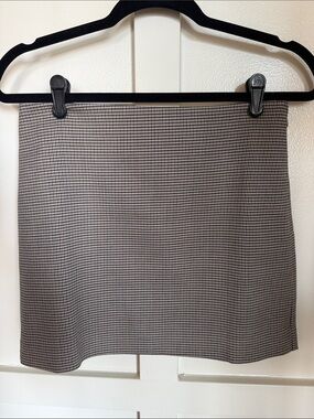 MNG Classic Houndstooth Mini Skirt - Brown, black, cream